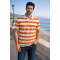 POLO YAKA TURUNCU BEYAZ RİNGELLİ TİŞÖRT